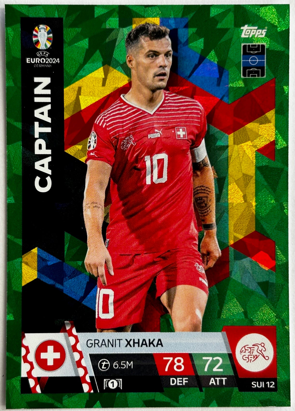 Topps Match Attax UEFA EURO 2024 - XHAKA (SWITZERLAND) Green Parallel Captain SUI12