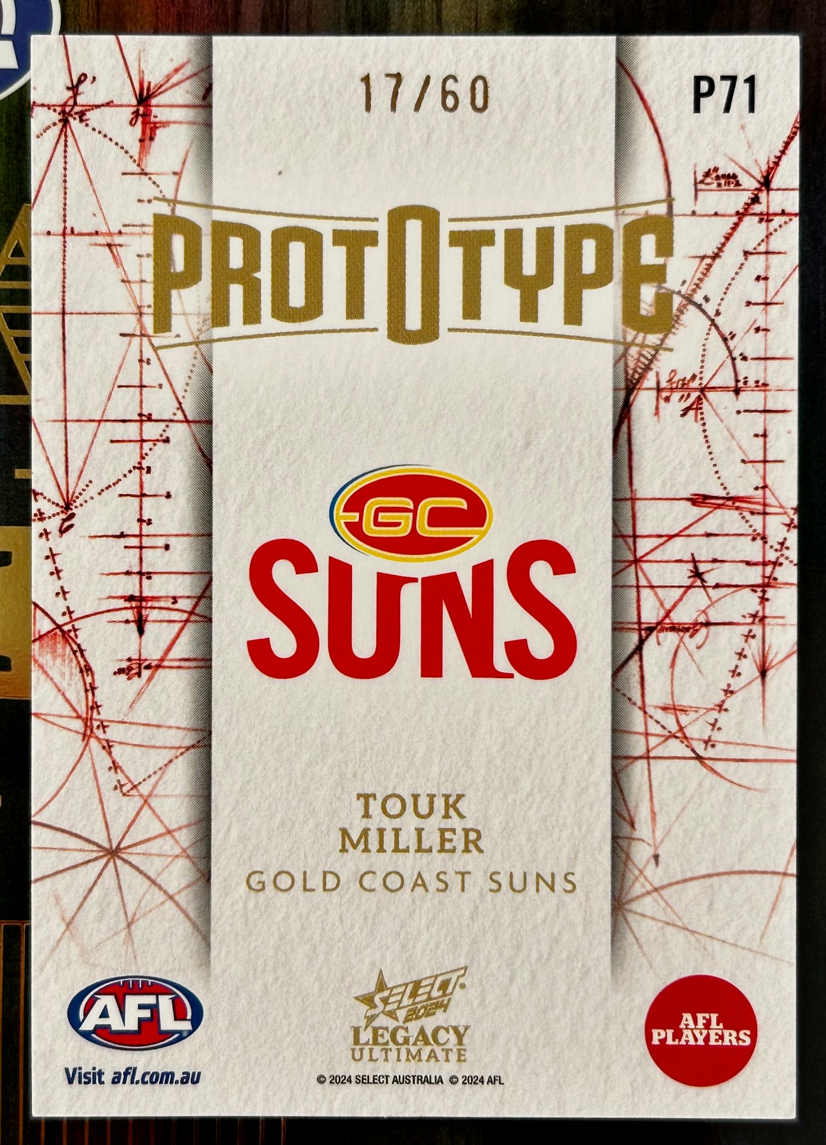 Select AFL Legacy 2024 - TOUK MILLER (GOLD COAST SUNS) Prototype P711 /60