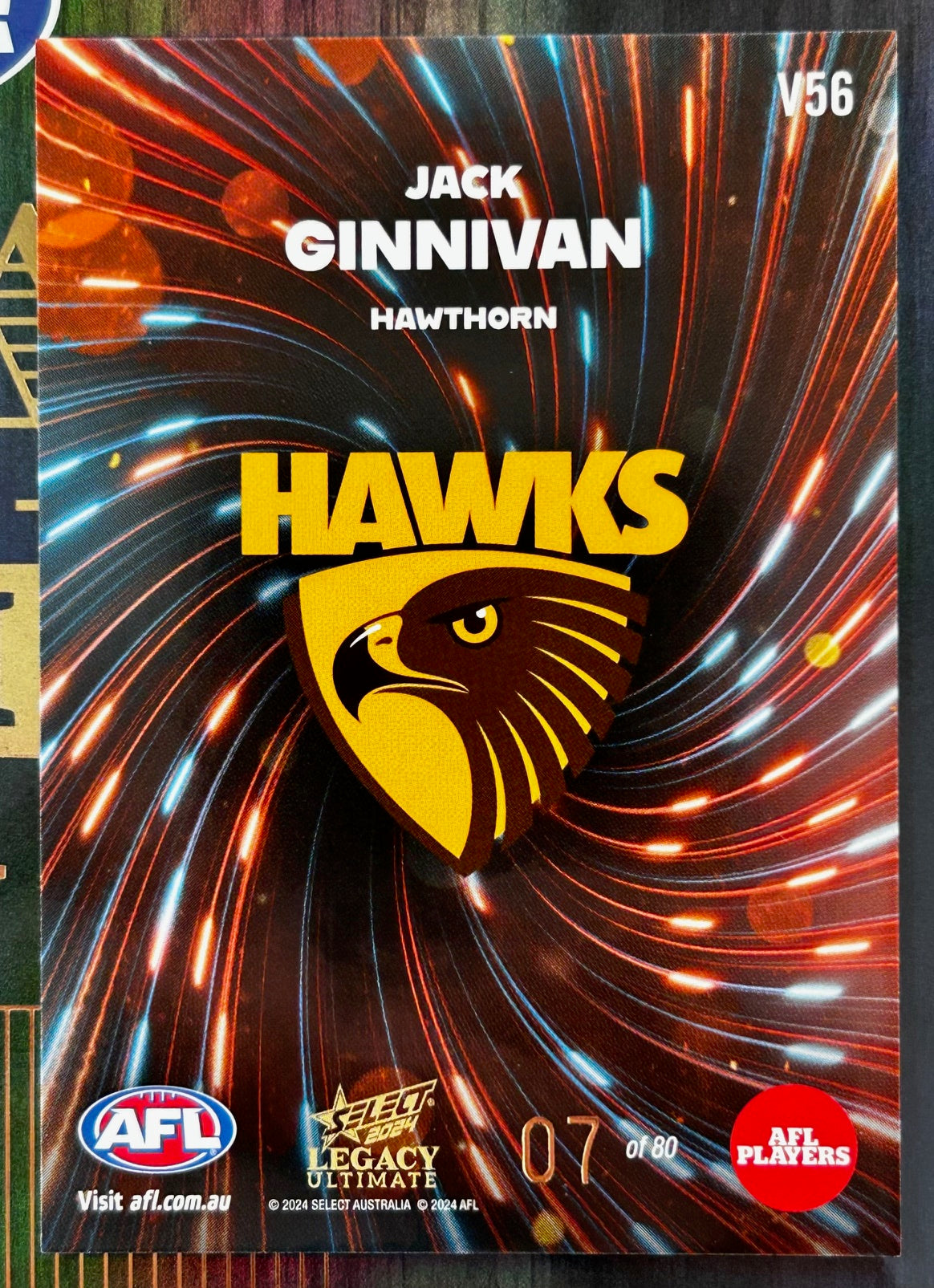 Select AFL Legacy 2024 - JACK GINNIVAN (HAWTHORN) Vortex V56 /80