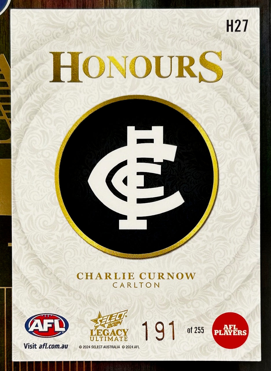 Select AFL 2024 Legacy Ultimate - CHARLIE CURNOW (CARLTON) Honours H27 /255