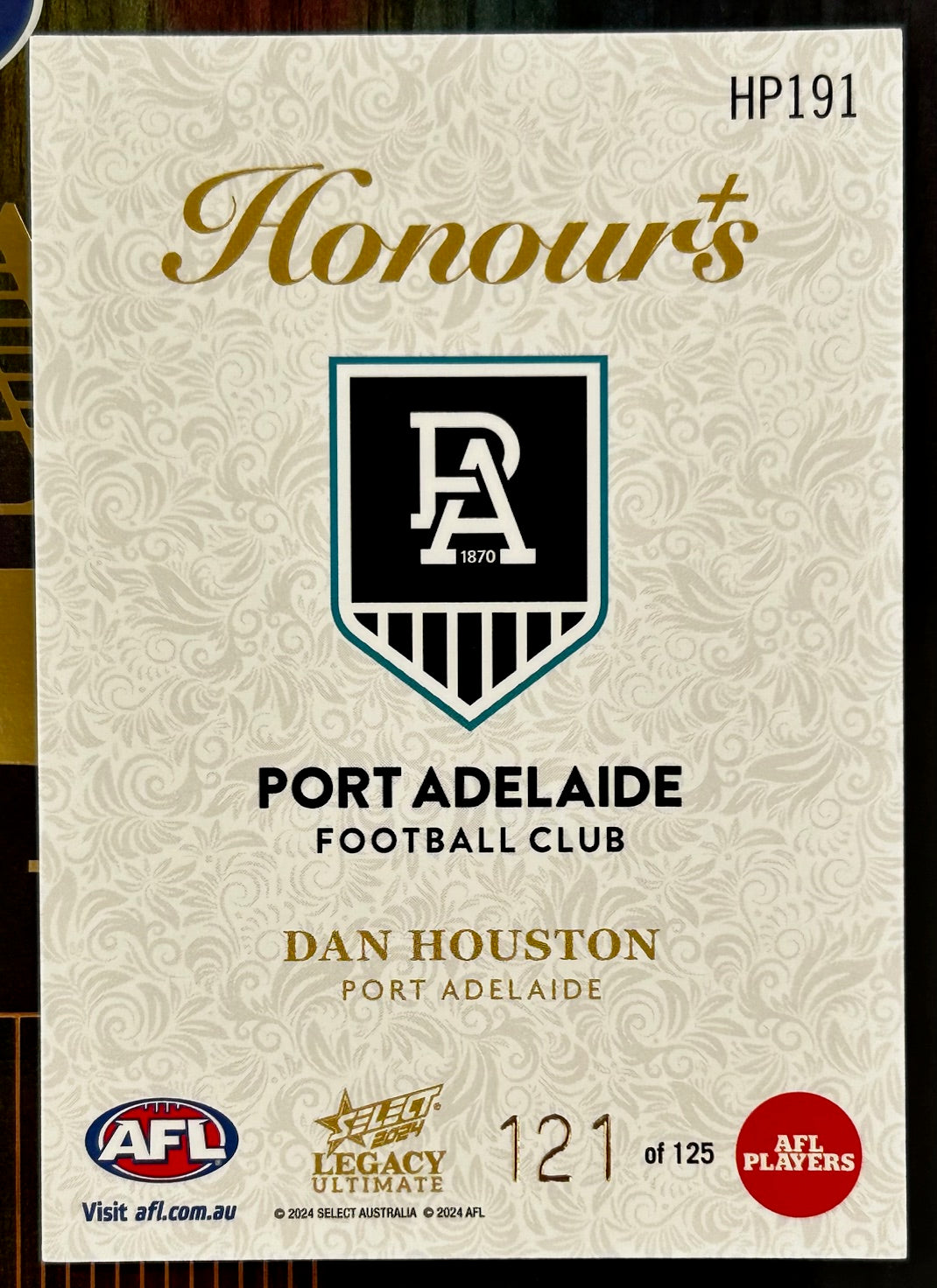 Select AFL 2024 Legacy Ultimate - DAN HOUSTON (PORT ADELAIDE) Honours Plus HP191 /125