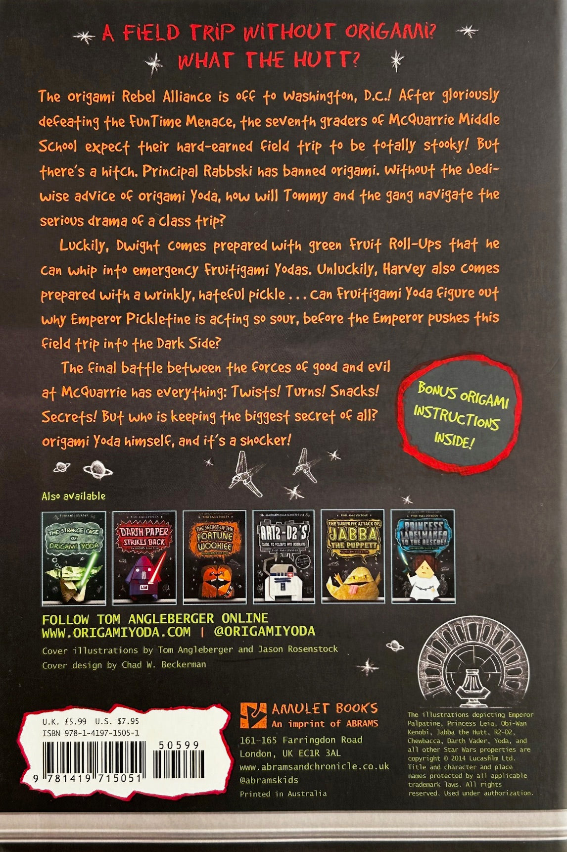 An Origami Yoda Book EMPEROR PICKLETINE RIDES THE BUS by Tom Angleberger