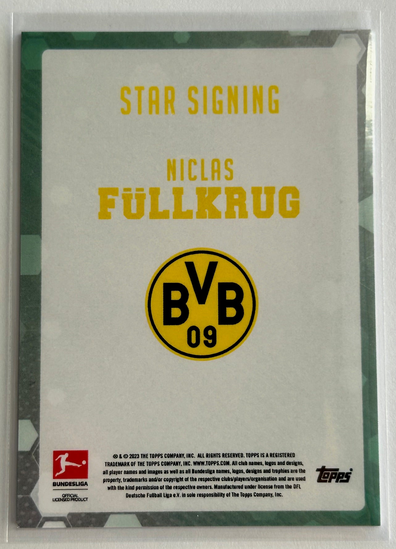 Topps Bundesliga Summer Signings 2023-24 - NICLAS FULLKRUG (BORUSSIA DORTMUND) Summer Signing Autograph /49