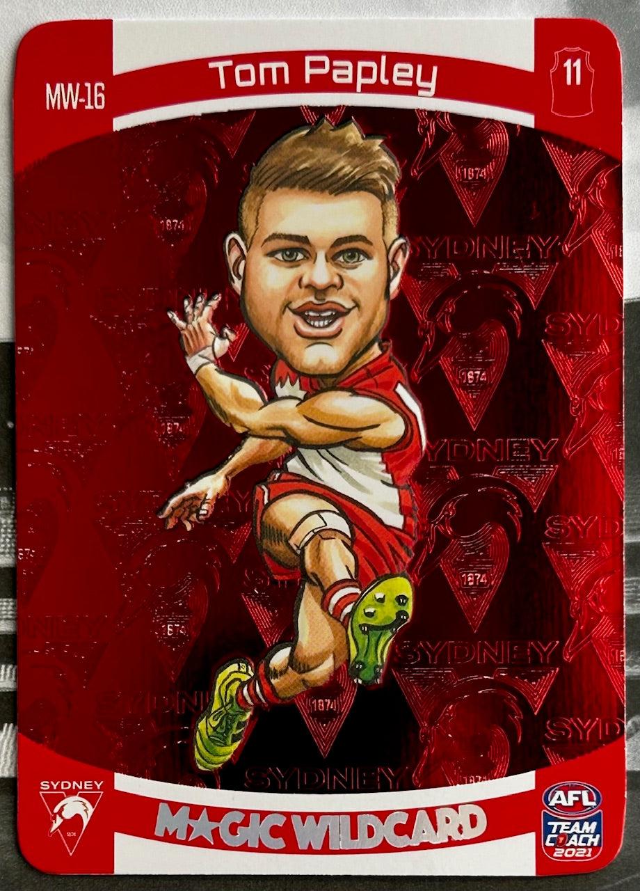 AFL Teamcoach 2021 - TOM PAPLEY (SYDNEY SWANS) Magic Wildcard MW-16 *See Condition Notes*