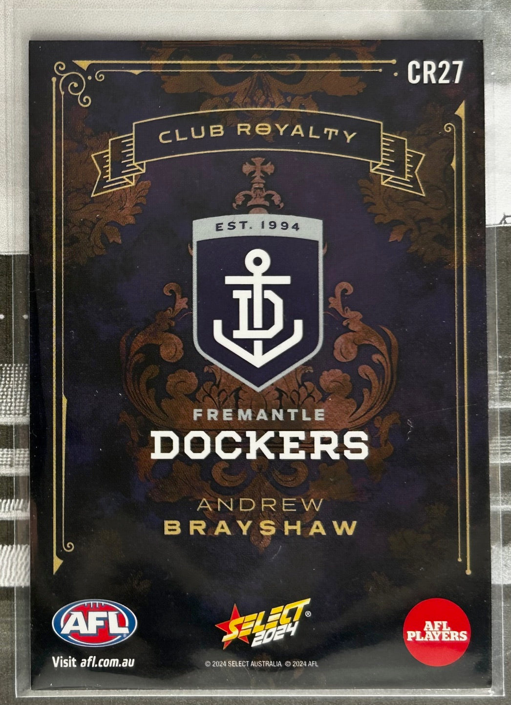Select AFL 2024 Footy Stars - ANDREW BRAYSHAW (FREMANTLE) Club Royalty CR27 /99