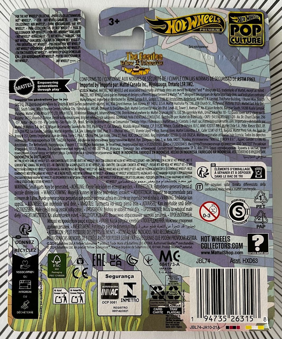 Mattel Hot Wheels Diecast 1:64 - The Beatles Yellow Submarine Pop Culture Series