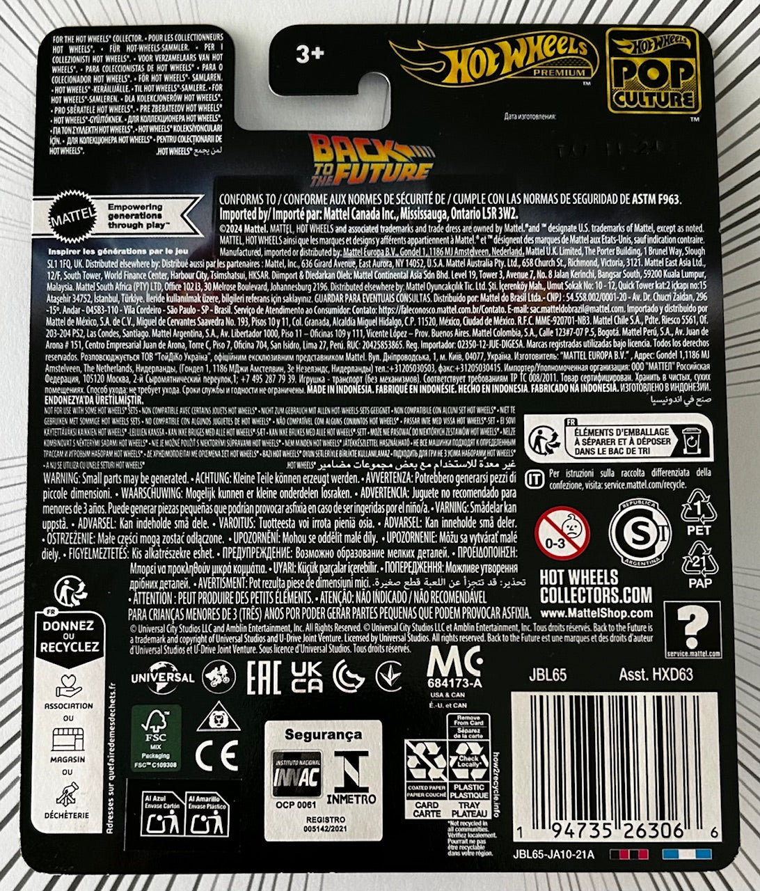 Mattel Hot Wheels Diecast 1:64 - Back To The Future Time Machine Pop Culture Series