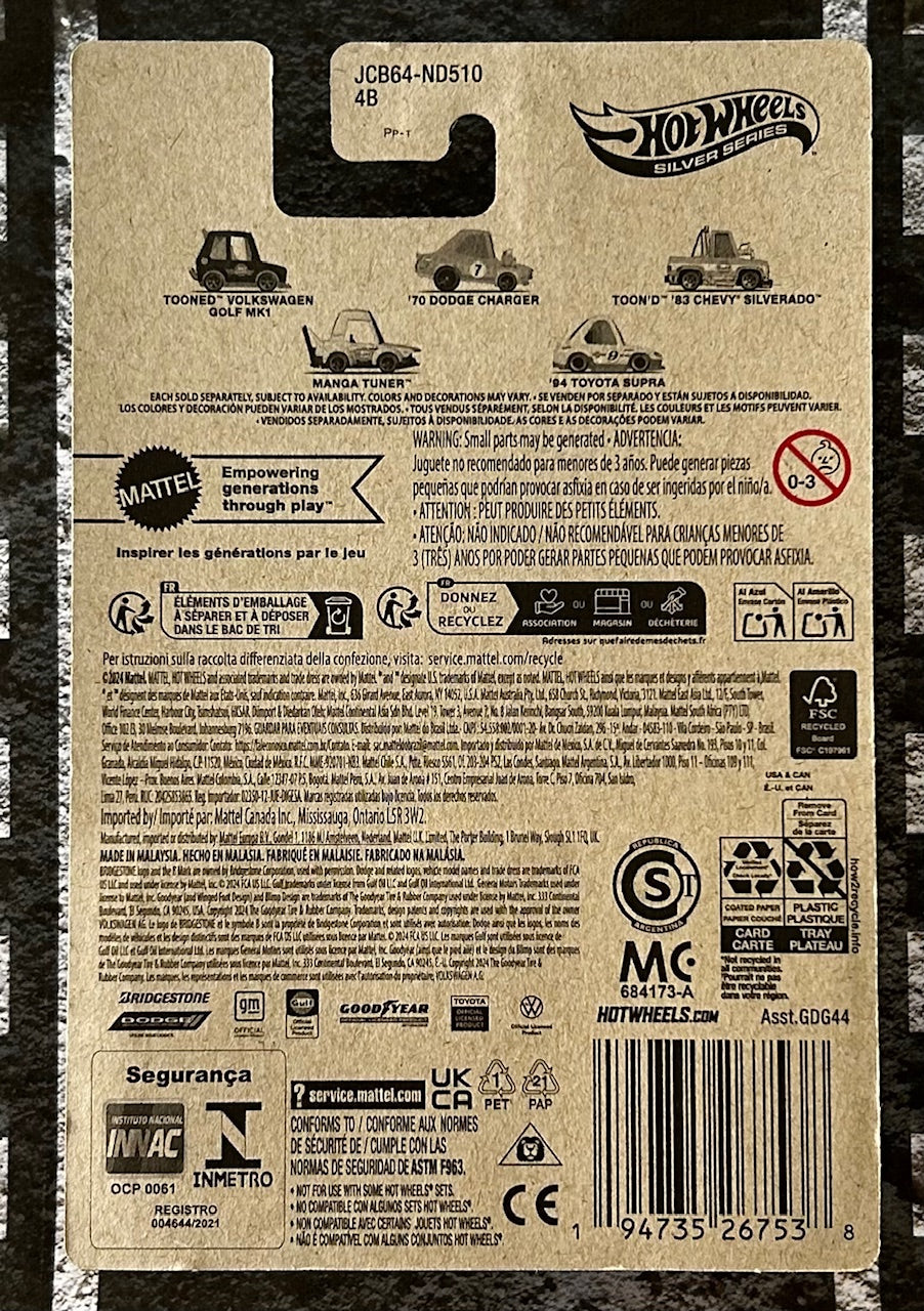 Mattel Hot Wheels Diecast Silver Series 1:64 - Tooned Volkswagen Golf MK1 (Gulf Tooned)