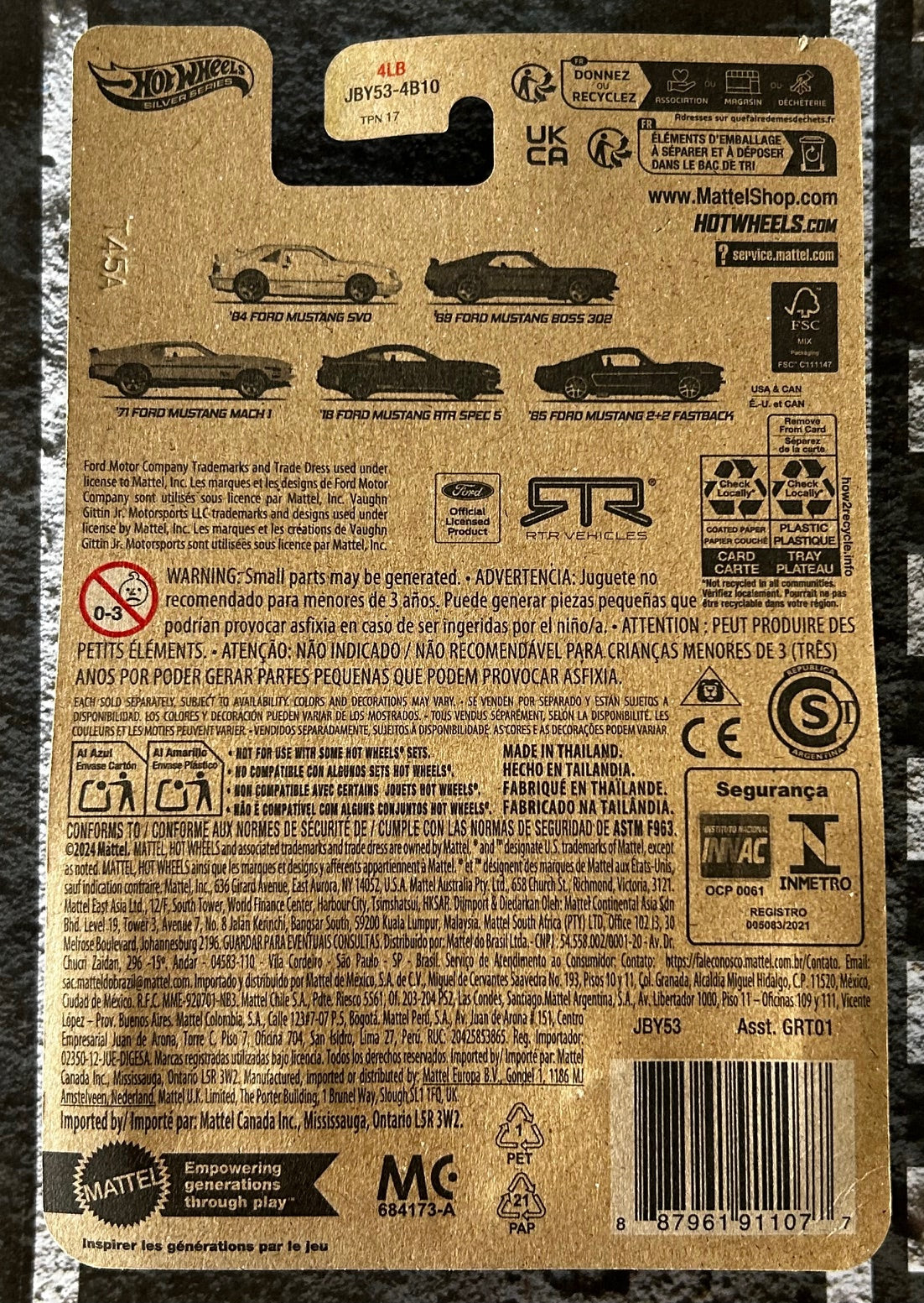 Mattel Hot Wheels Diecast Silver Series 1:64 - '18 Ford Mustang RTR SPEC 5 (60 Years)