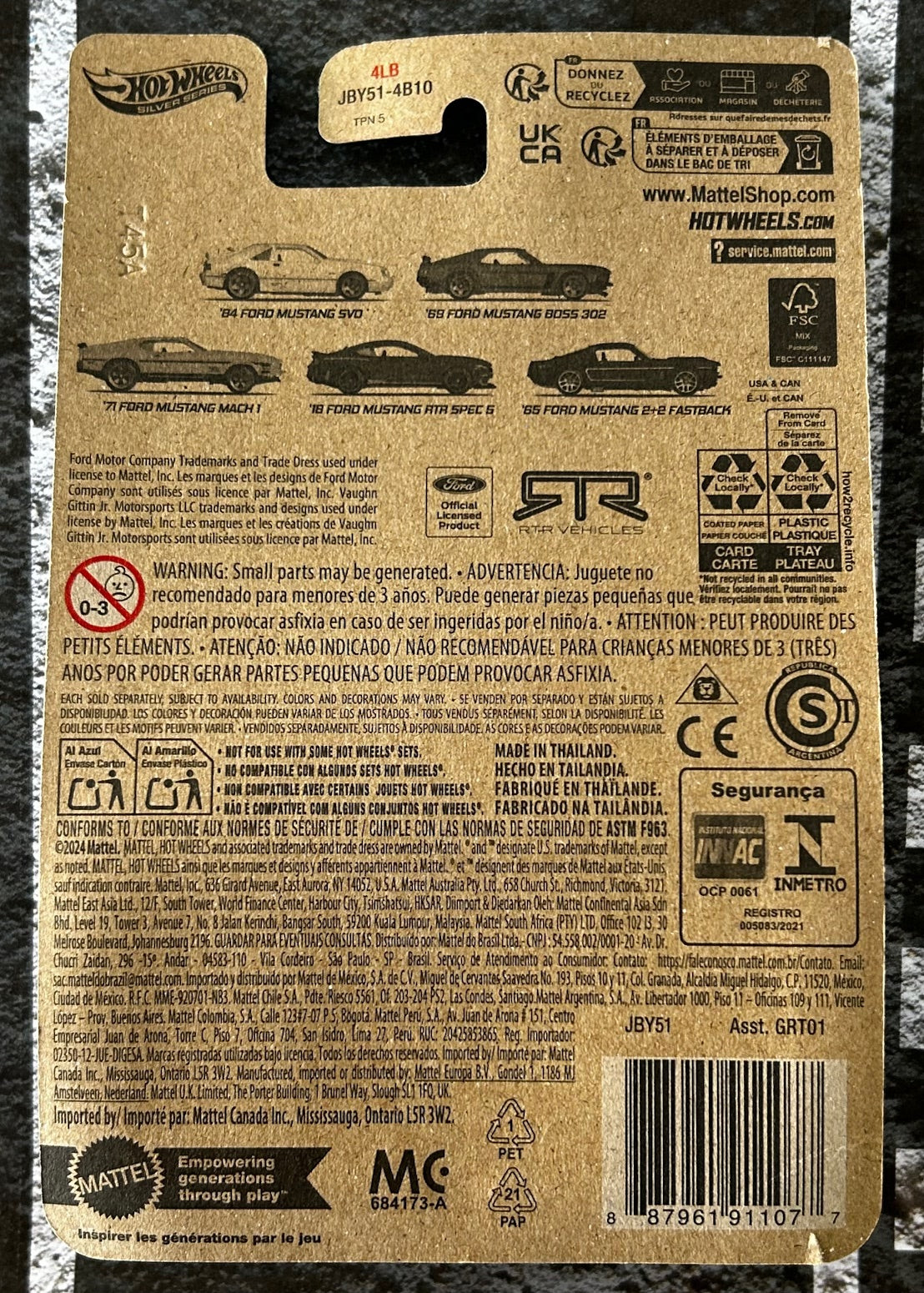 Mattel Hot Wheels Diecast Silver Series 1:64 - '69 Ford Mustang Boss 302 (60 Years)