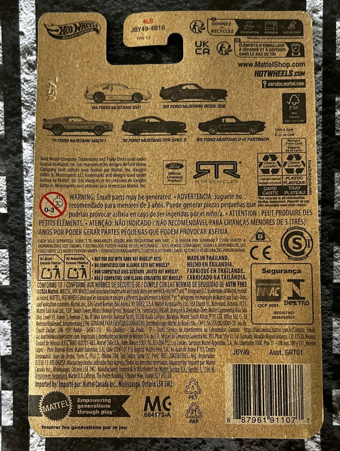 Mattel Hot Wheels Diecast Silver Series 1:64 - '65 Ford Mustang 2+2 Fastback (60 Years)