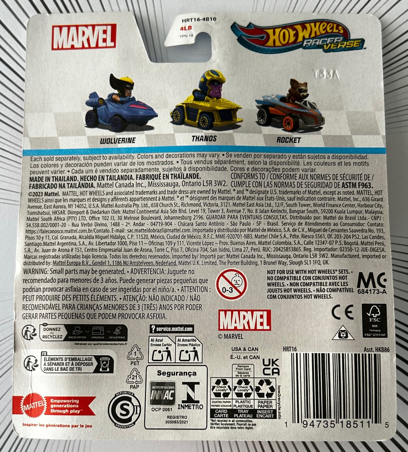 Mattel Hot Wheels RacerVerse - WOLVERINE Marvel X-Men HRT16