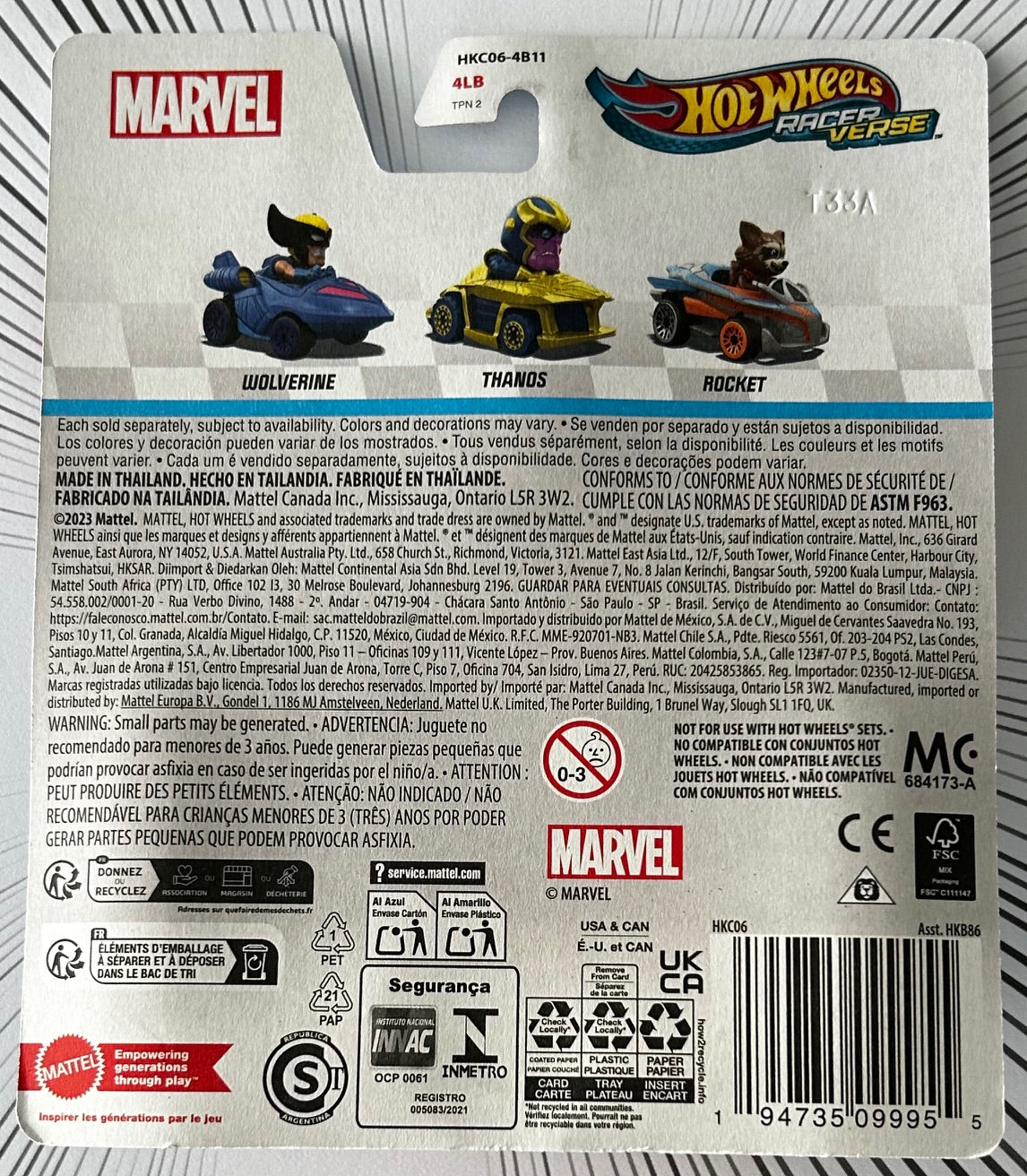 Mattel Hot Wheels RacerVerse - ROCKET Marvel Guardians of the Galaxy HKC06