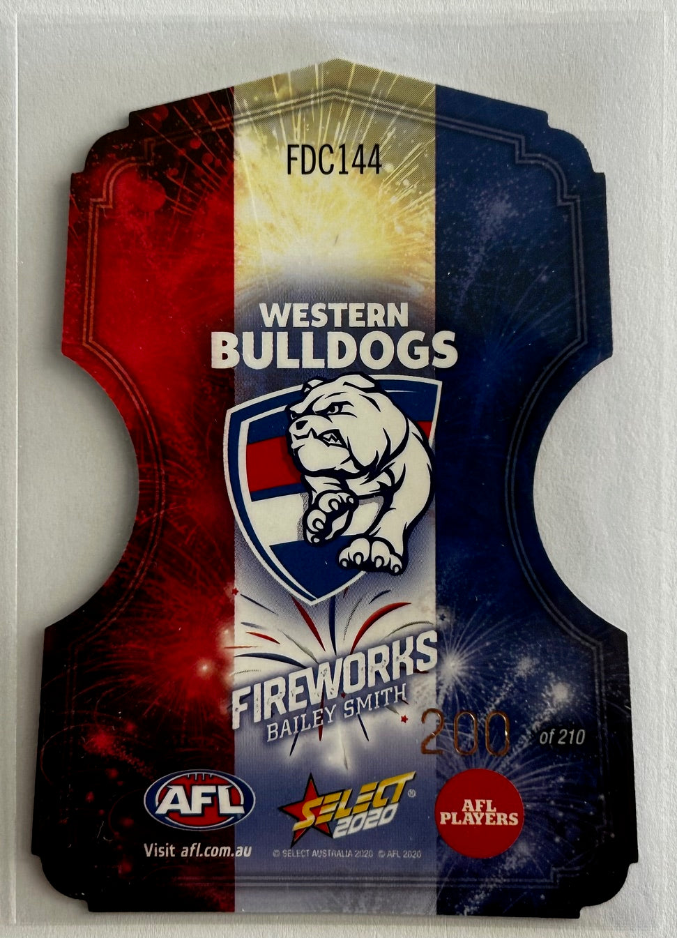 Select AFL Footy Stars 2020 - BAILEY SMITH (WESTERN BULLDOGS) Fireworks FDC144 /210