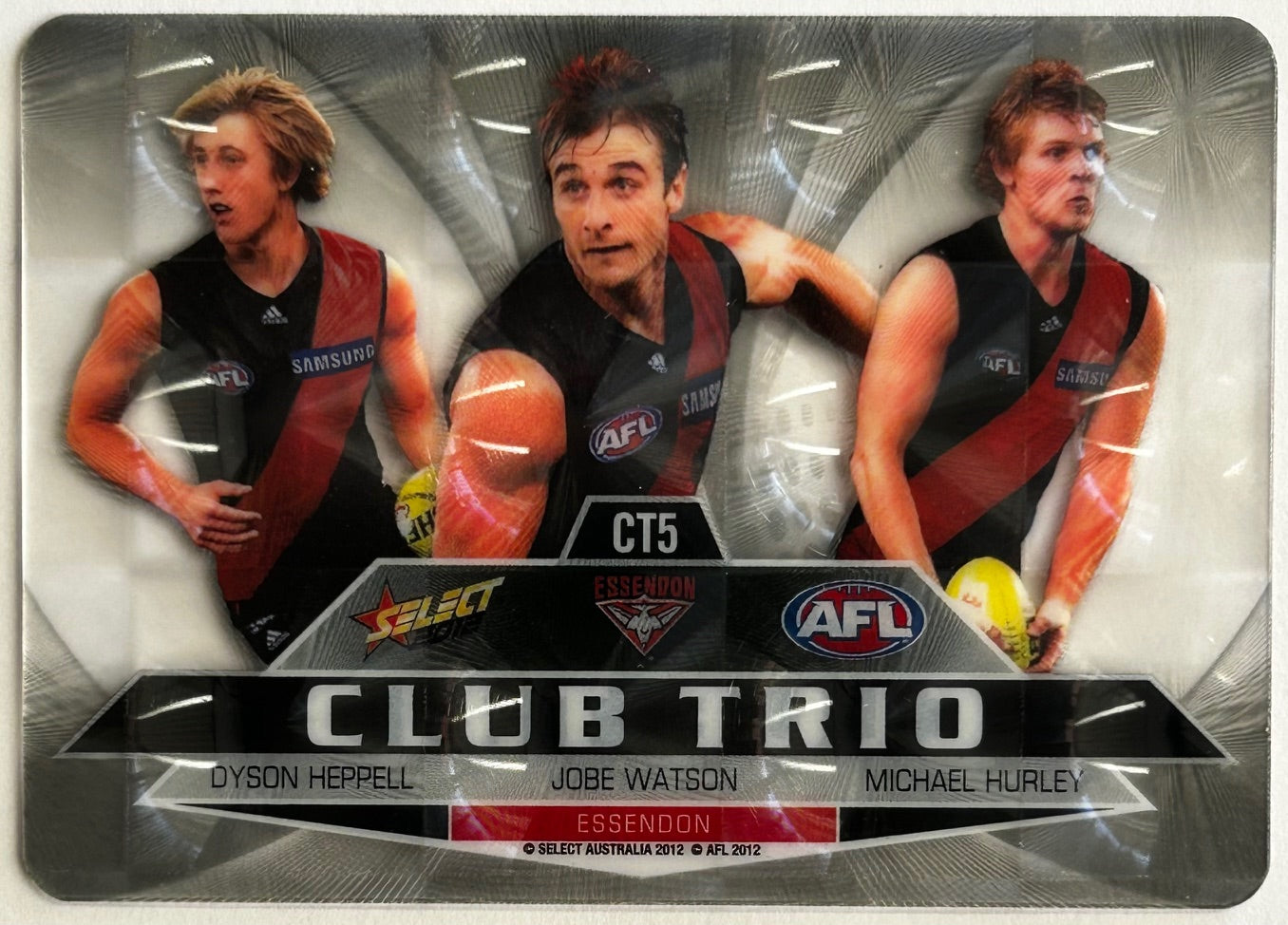 2012 AFL Select Champions - CLUB TRIO MIRROR (ESSENDON) Hurley, Watson & Heppell CT5