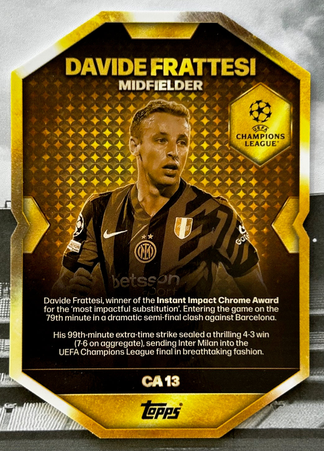 2025-26 Topps UCC Match Attax - DAVIDE FRATTESI (INTER MILAN) Chrome Award Winner CA13