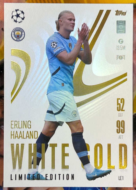 Topps 2024-25 Match Attax Extra UEFA - ERLING HAALAND (MAN CITY) White Gold Limited Edition #LE1
