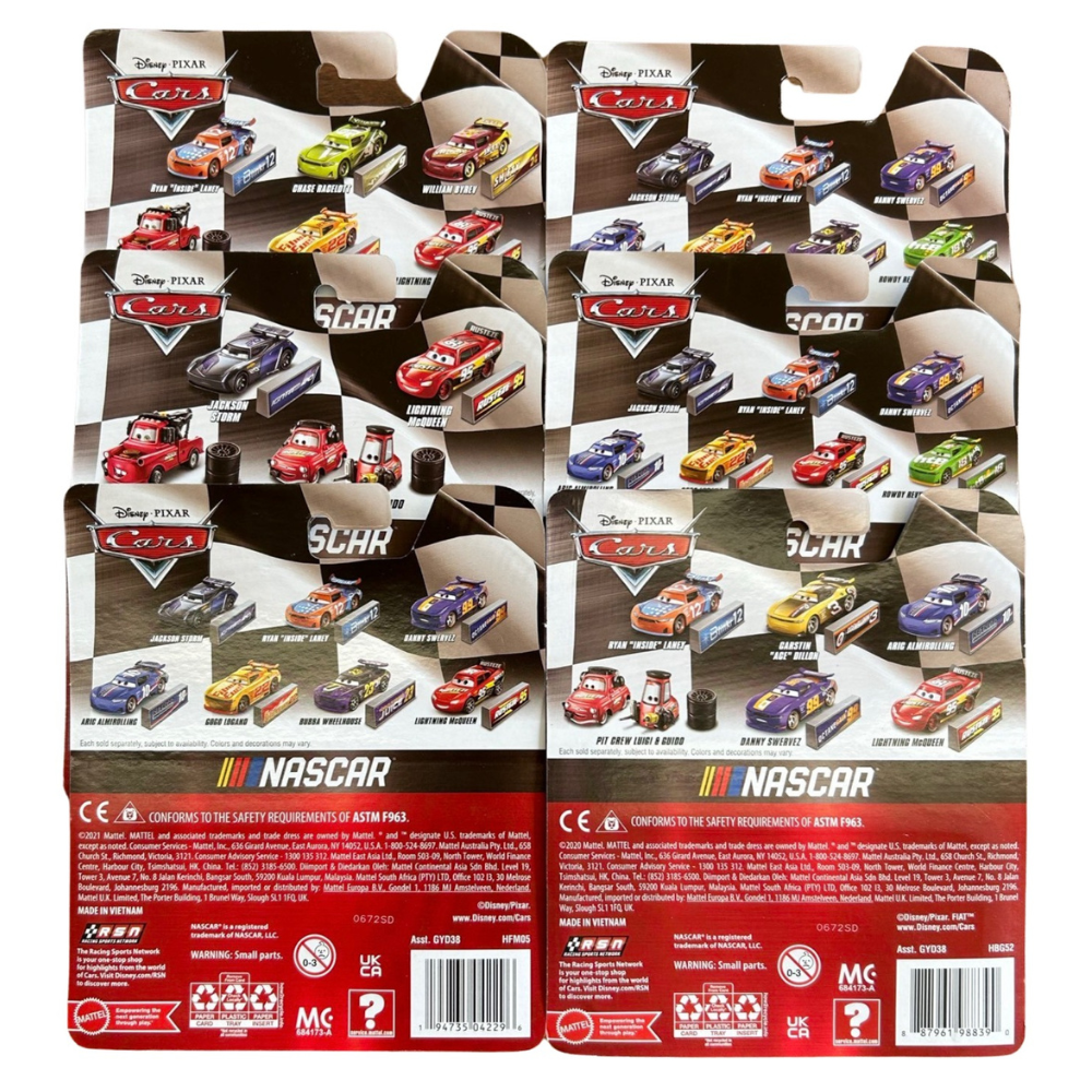 Mattel Disney Cars Metal 1:55 Diecast - COLLECTION OF SIX NASCAR SPECIAL EDITIONS