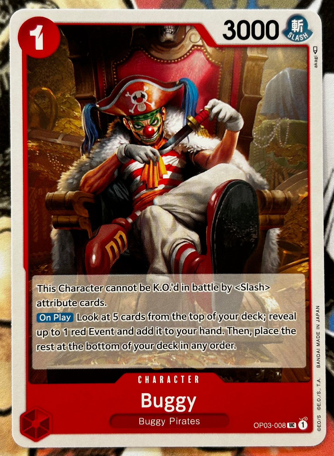 one piece card game op 03 OP03-008 BUGGY One Piece Character Card (Red) English – JaqJnr