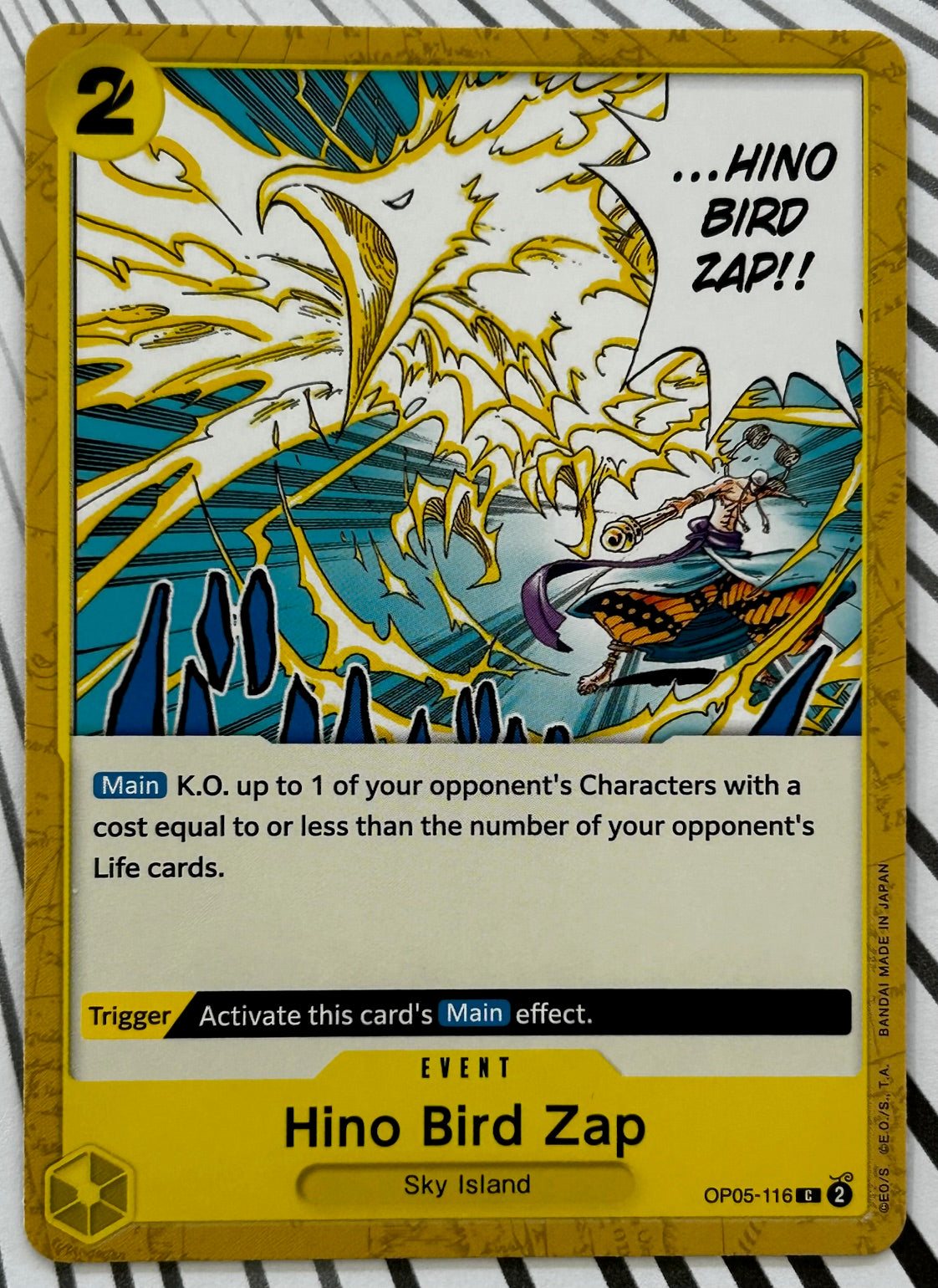 OP05-116 HINO BIRD ZAP One Piece Event Card (Yellow) English – JaqJnr