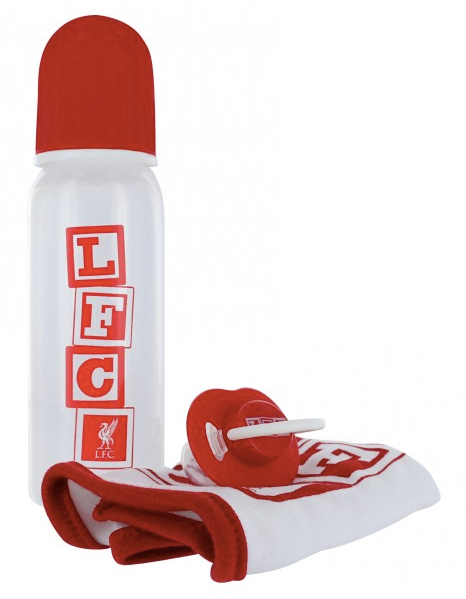 Official LIVERPOOL FC Baby Gift Set with Bib, Soother & Bottle (LFC Store Exclusive)