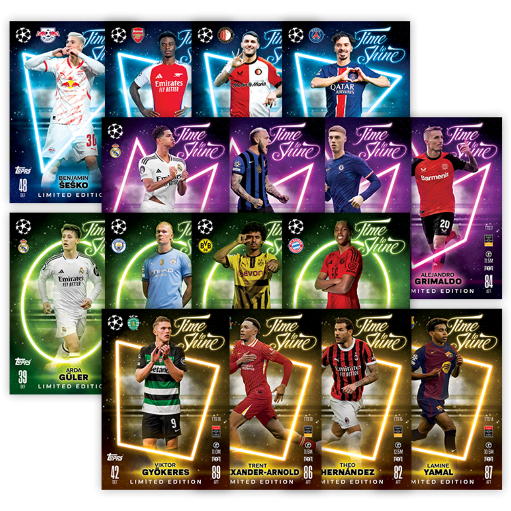 2024-25 Topps UCC Match Attax - SET OF 4 TIME TO SHINE MEGA TINS (176 Cards)