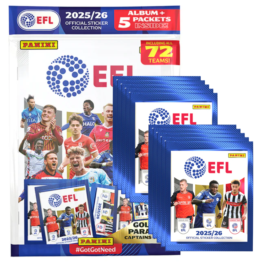 PRE-SALE: Panini EFL 2025-26 Sticker Collection - Kick Off Bundle with Starter Pack + 10 Packs (Shipping for Xmas)