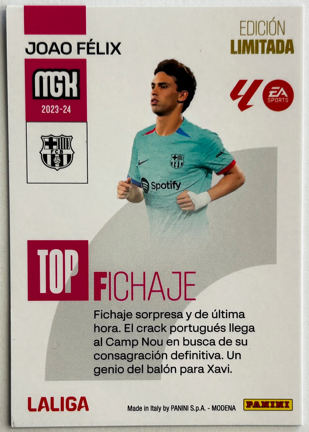 Panini MGK Megacracks La Liga 2023-24 - JOAO FELIX (FC BARCELONA) Top Signing Limited Edition *Jugon! 199 Exclusive*