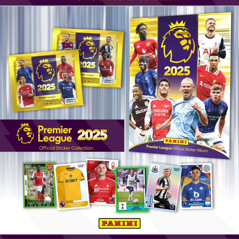 2025 Panini Premier League Sticker Collection - Box of 100 Sticker Packets (500 Stickers)