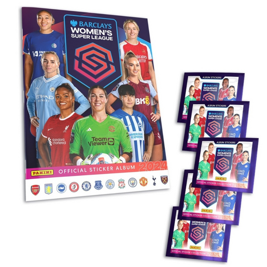 Panini Women's Super League 2024 Official Sticker Collection - Starter Pack (Album & 5 Sticker Packets)