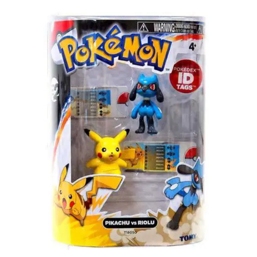 Pokémon Black & White Basic - PIKACHU vs. RIOLU 2 Figure Pack - Pokédex ID Tags (2013 Release)