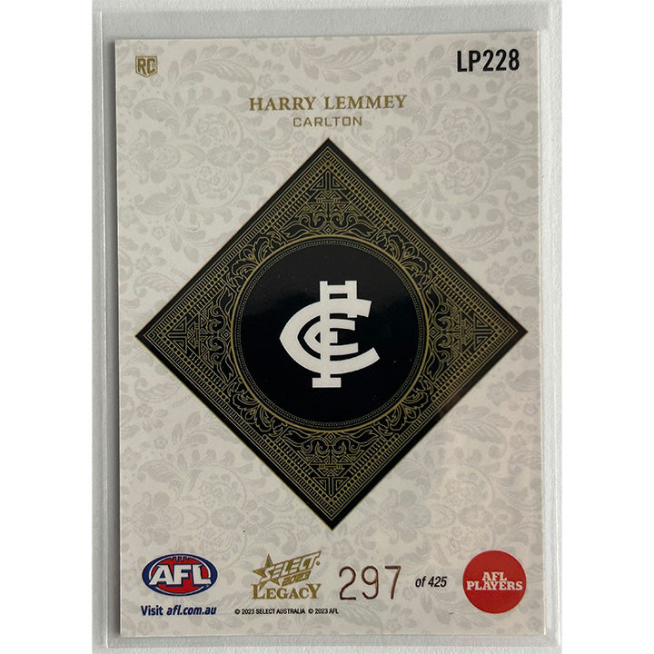 Select AFL 2023 Legacy - HARRY LEMMEY (CARLTON) Legacy+ RC LP228 #297/425