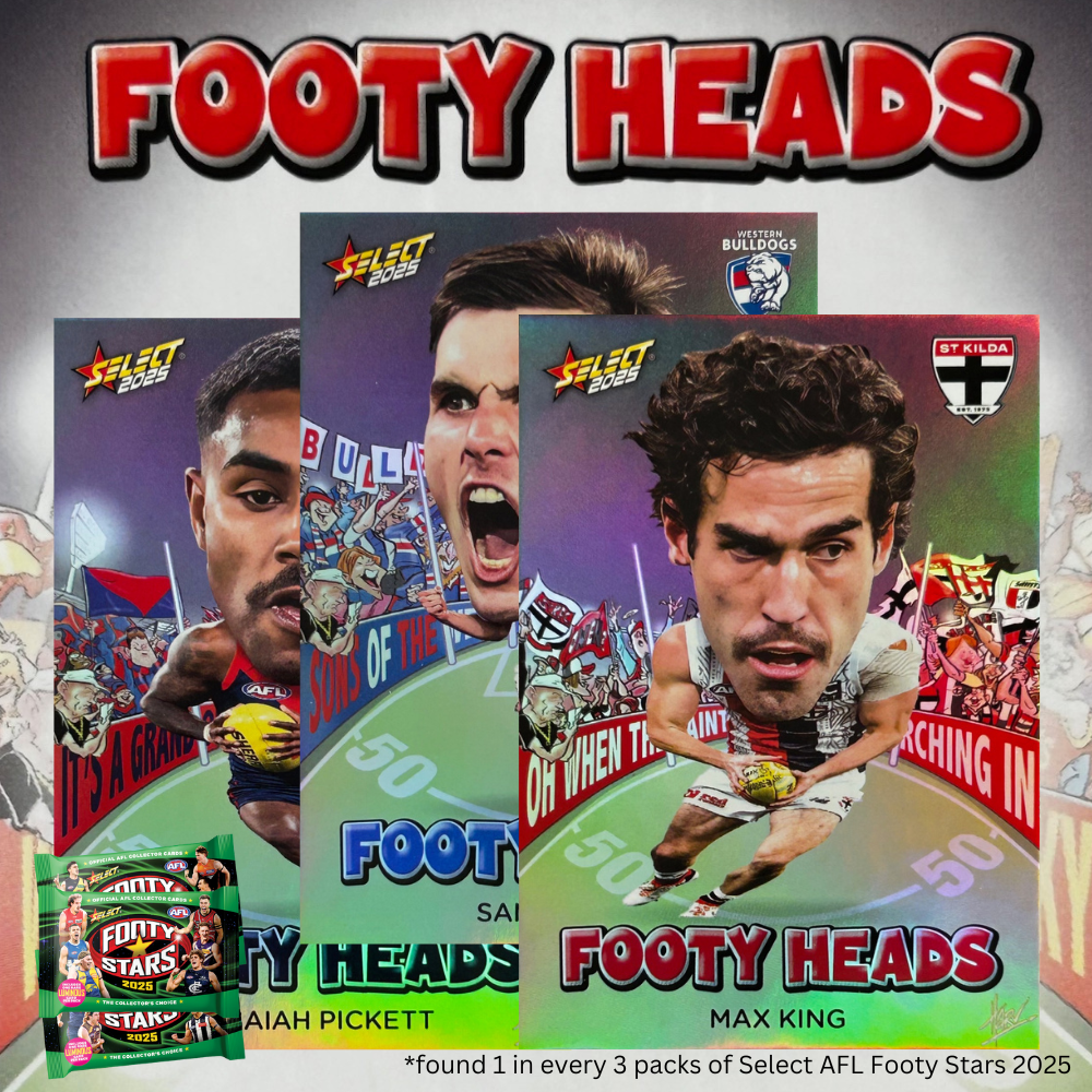 Select AFL 2025 Footy Stars - FOOTY HEADS Insert Cards (FH55 - FH108) 1:3 Packs