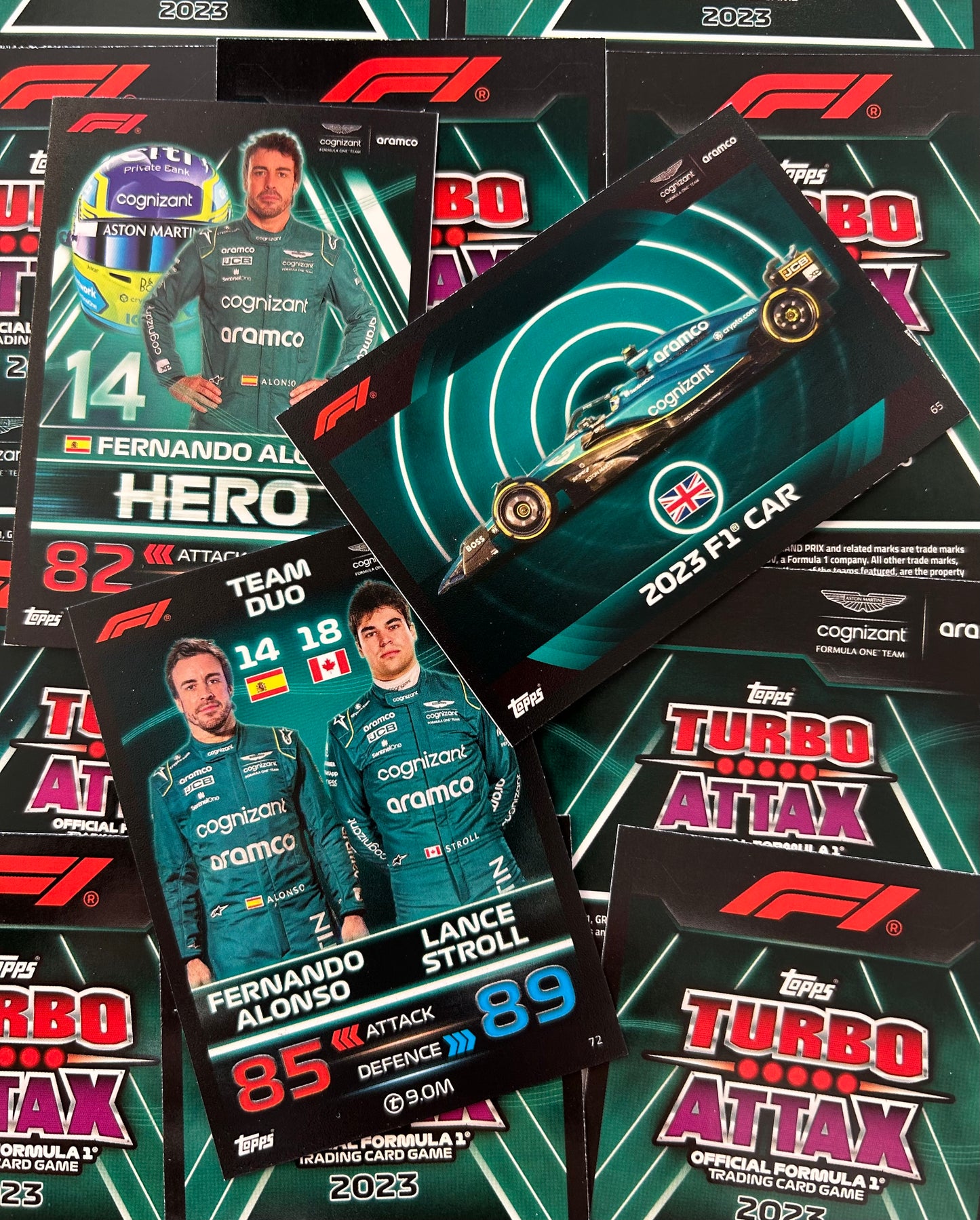 Topps F1 Turbo Attax 2023 - Single ASTON MARTIN ARAMCO COGNIZANT Cards (#64 - #72)