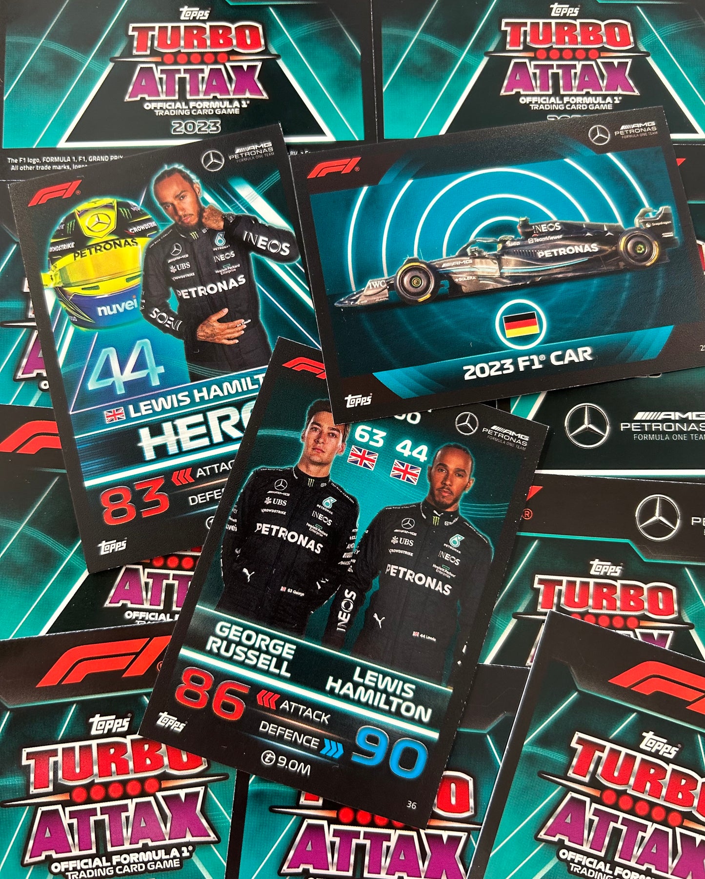 Topps F1 Turbo Attax 2023 - Single MERCEDES-AMG PETRONAS Cards (#28 - #36)