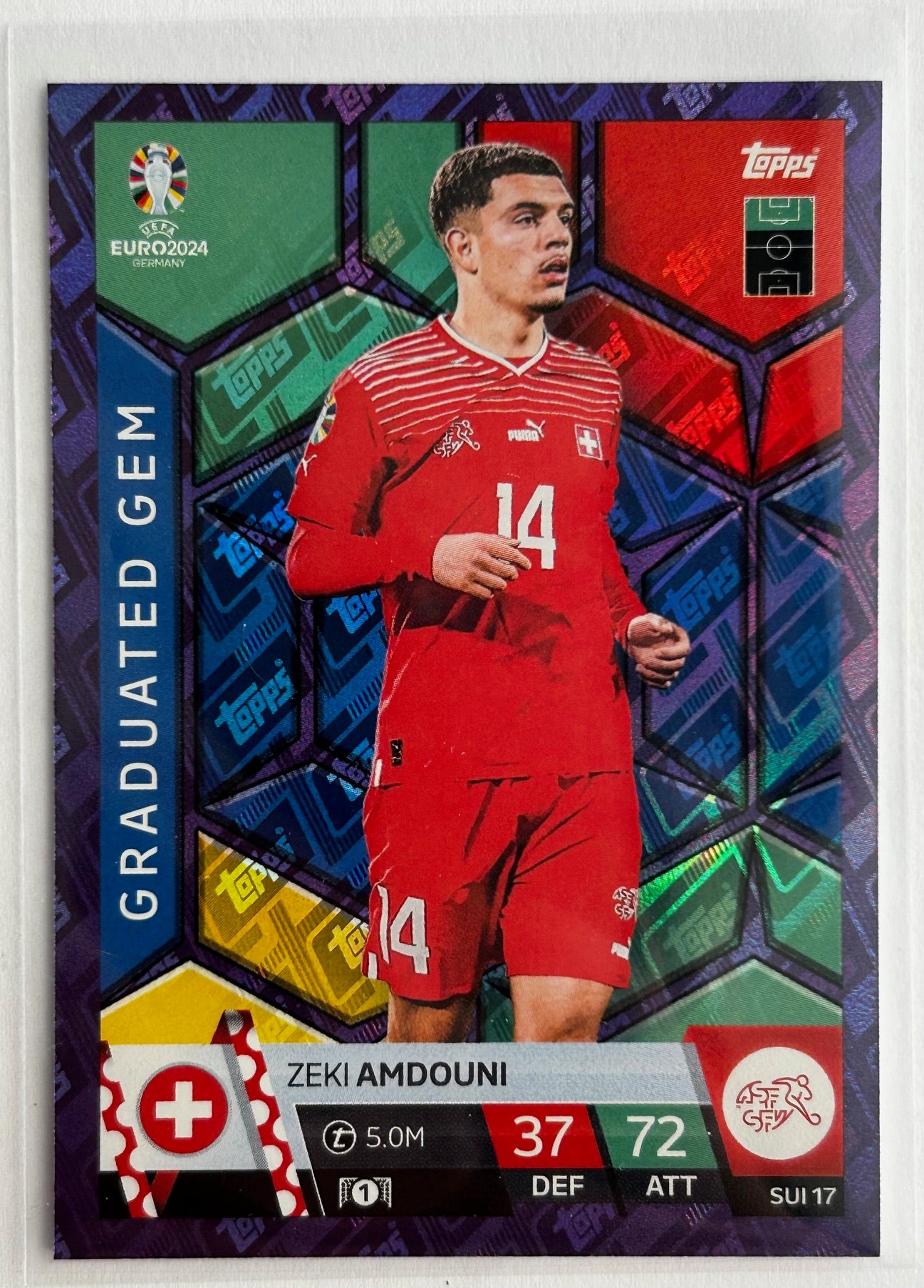 Topps Match Attax UEFA EURO 2024 - AMDOUNI (SWITZERLAND) Purple Parallel Graduated Gem SUI17