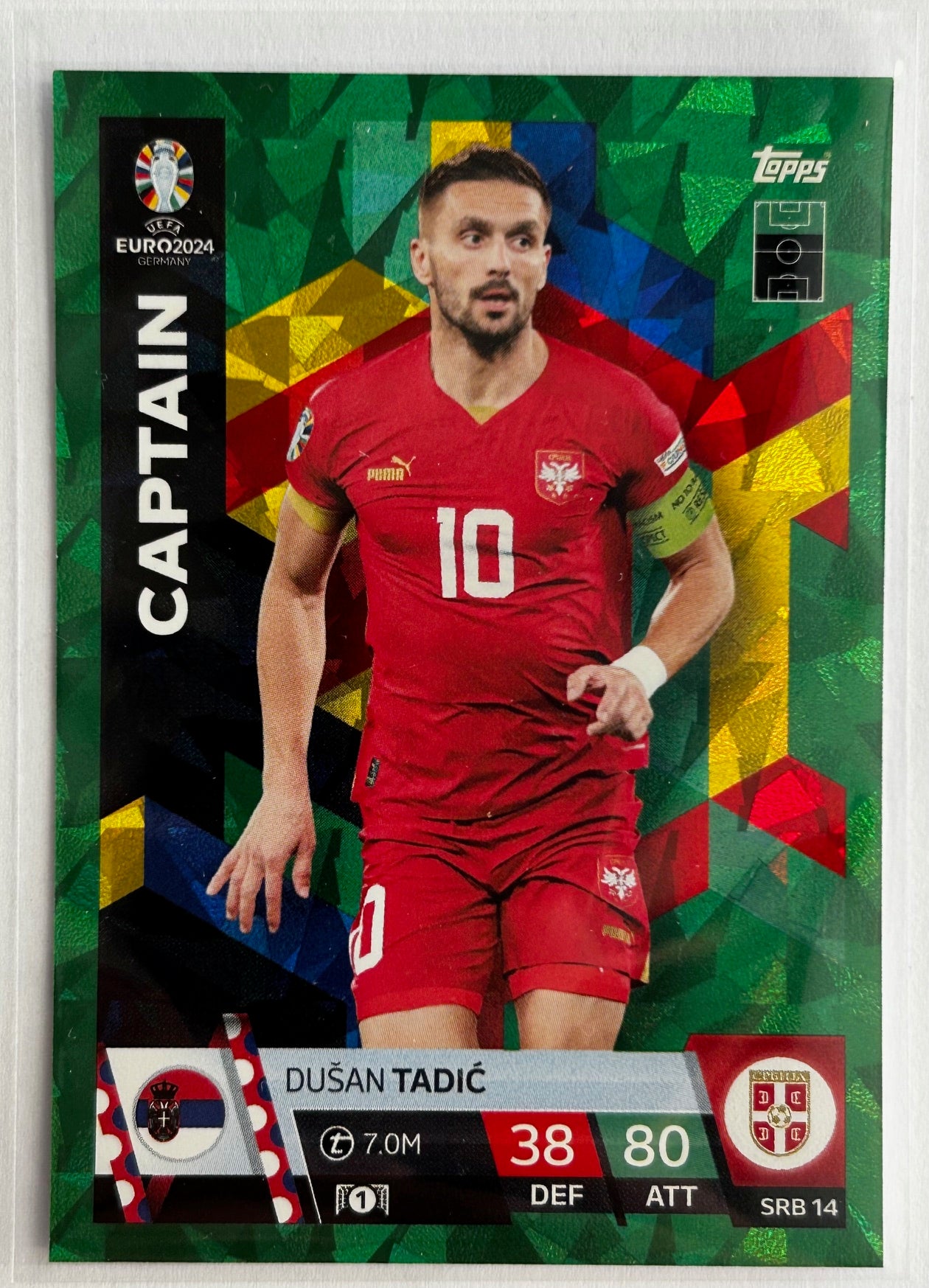 Topps Match Attax UEFA EURO 2024 - TADIC (SERBIA) Green Parallel Captain SRB14