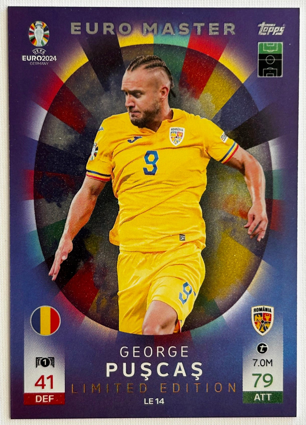 Topps Match Attax UEFA EURO 2024 - PUSCAS (ROMANIA) Euro Master Limited Edition LE14