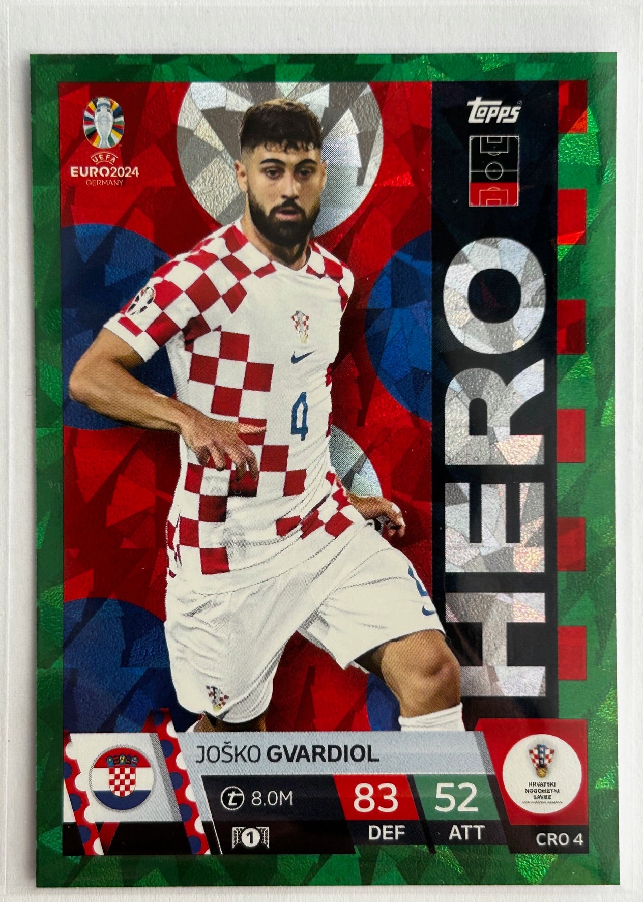 Topps Match Attax UEFA EURO 2024 - GVARDIOL (CROATIA) Green Parallel Hero CRO4
