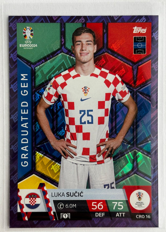 Topps Match Attax UEFA EURO 2024 - SUCIC (CROATIA) Purple Parallel Graduated Gem CRO16