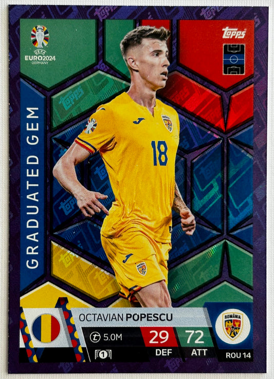 Topps Match Attax UEFA EURO 2024 - POPESCU (ROMANIA) Purple Parallel Graduated Gem ROM14