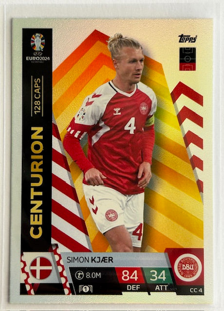 Topps Match Attax UEFA EURO 2024 - KJAER (DENMARK) Centurion CC4