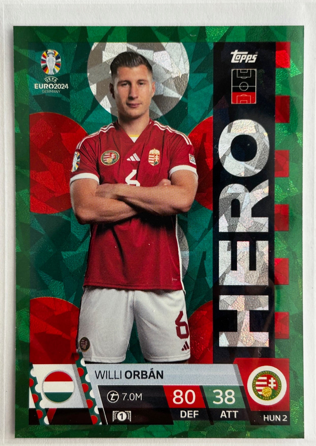 Topps Match Attax UEFA EURO 2024 - ORBAN (HUNGARY) Green Parallel Hero HUN2
