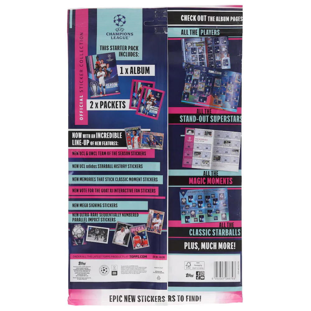 Topps UEFA Champions League 2023-24 - Starter Pack (Album + 2 Sticker Packets)