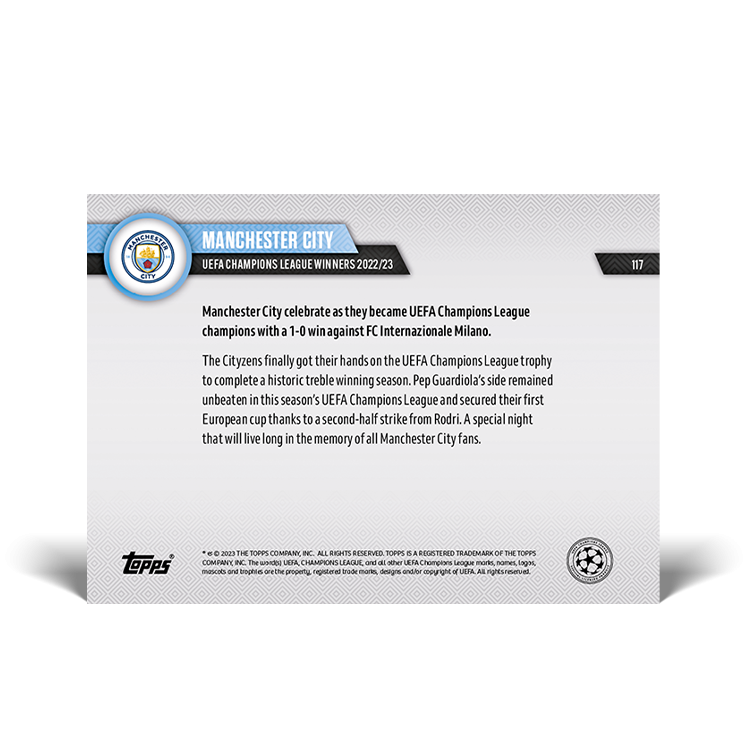 Topps Now 2022-23 UEFA Champions League - Manchester City UEFA Champions League Winners 2022-23 #117