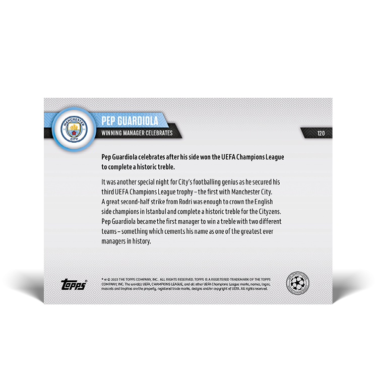 Topps Now 2022-23 UEFA Champions League - Pep Guardiola Winning Manager Celebrates #120