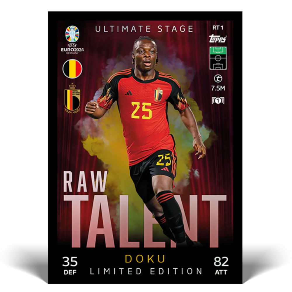 Topps UEFA EURO 2024 Match Attax - Raw Talent Booster Tin #1 (including 31 Cards)