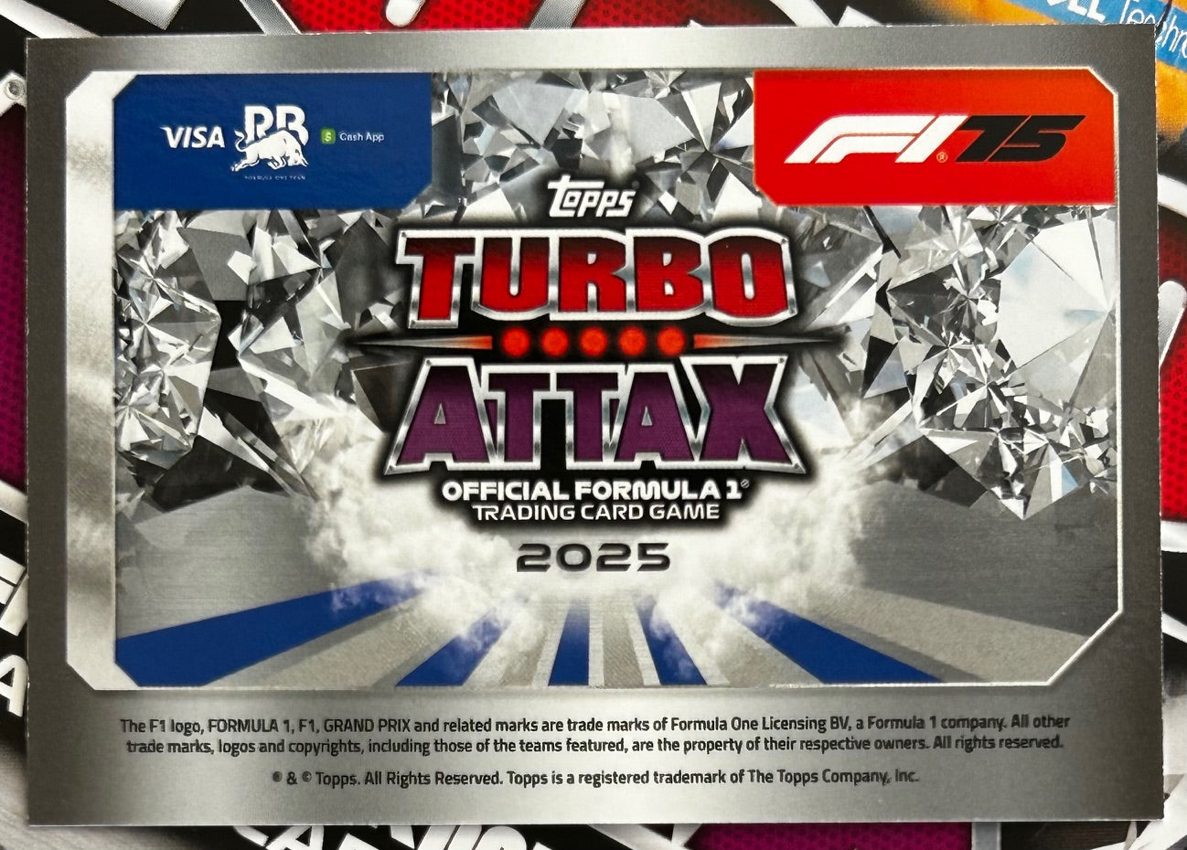 Topps F1 Turbo Attax 2025 - LIAM LAWSON (VCARB) Signature Style Holo Foil #77