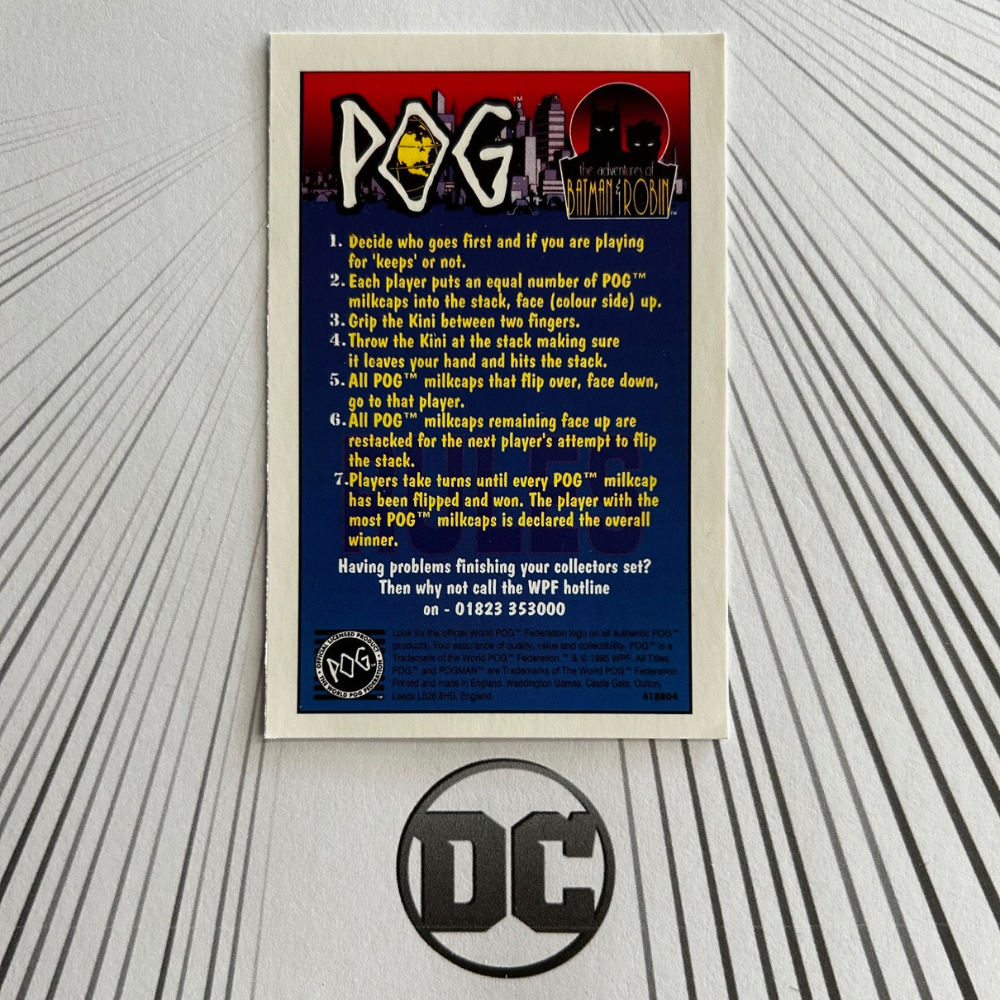 Waddingtons POG Adventures of Batman & Robin (1995) - Single POG Milkcaps #B1 - #B64