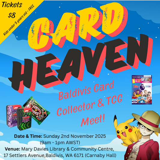 Card Heaven Card Collector and TCG Meet takes place in Baldivis at the Mary Davies Library & Community Centre on 2nd November 2025